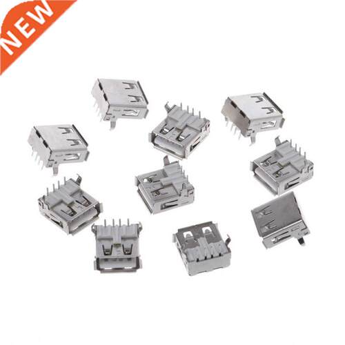 10 Pcs USB 2.0 Female Type-A 4 Pin Socket Connector 90 Degre