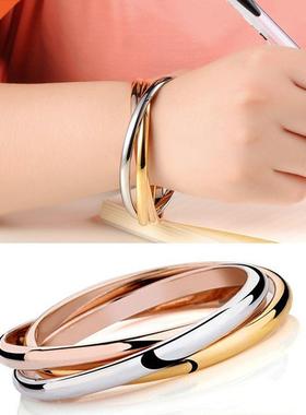 Women Bracelet Chains Stainless Steel 3 Color Set Bracelets