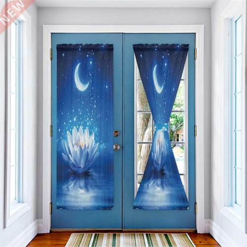 Blue Moonlight Lotus Moon Luxury Door Curtain for Kitchen