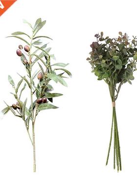 1X Artfcal Olve Leaf Green Plants Fruts Branches Fake
