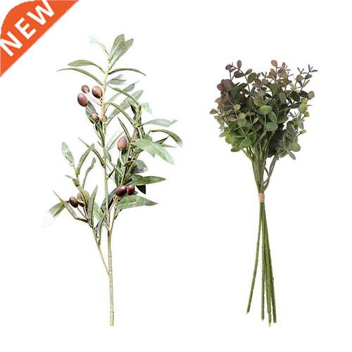1X Artfcal Olve Leaf Green Plants Fruts Branches Fake