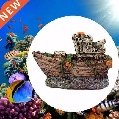 1PC Aquarium Resin Boat Ornament Small Landscaped Aquarium