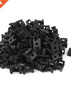100Pcs Black Wire Bundle Cable Tie Mount Saddle Cradle