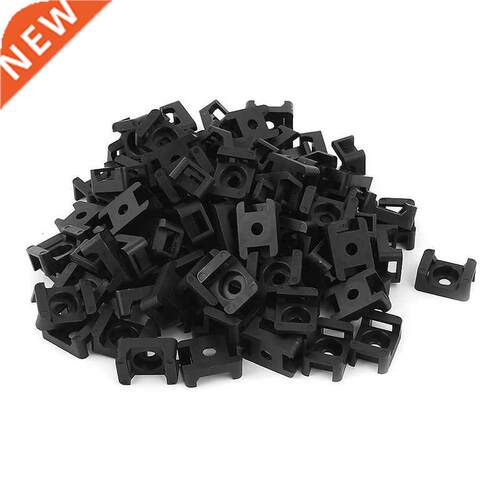 100Pcs Black Wire Bundle Cable Tie Mount Saddle Cradle