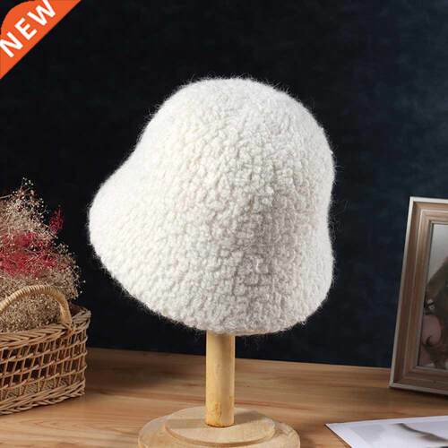2021 NEW women's winter Bucket hat Felt Lamb wool fo
