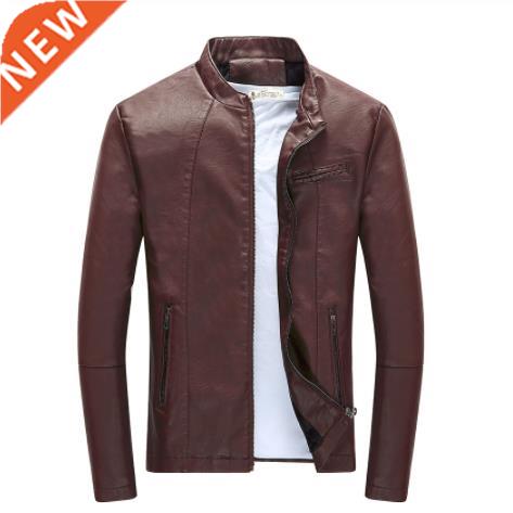 2020 Cool Autumn Winter Mens PU Leather Jacket Coat Casual图片