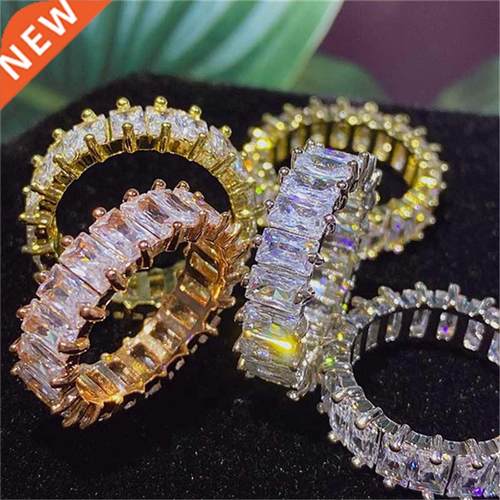 Ekopdee Luxury Band Zircon Rings For Women Eternity Promise