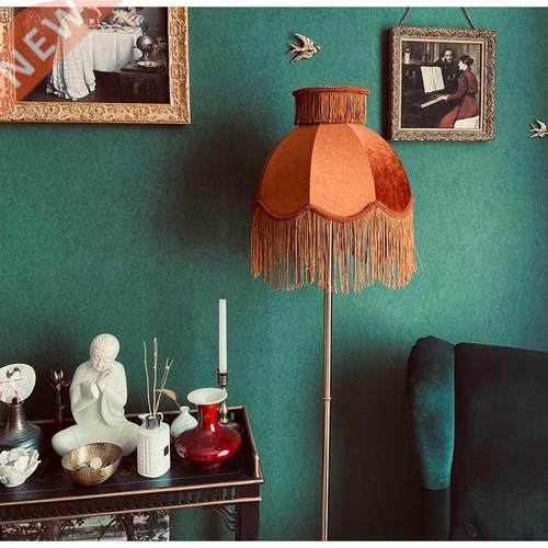 Medicci Home Velvet Lampshade With Tassels Retro Caramel Col
