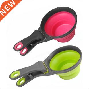 Pet Cat Dog Food Feeder Spoon Fdable Sealing Clip Measurin