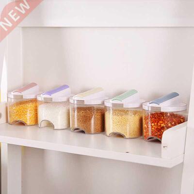 5pcs Plastic Spice Box Pepper Salt Seasoning Organizer