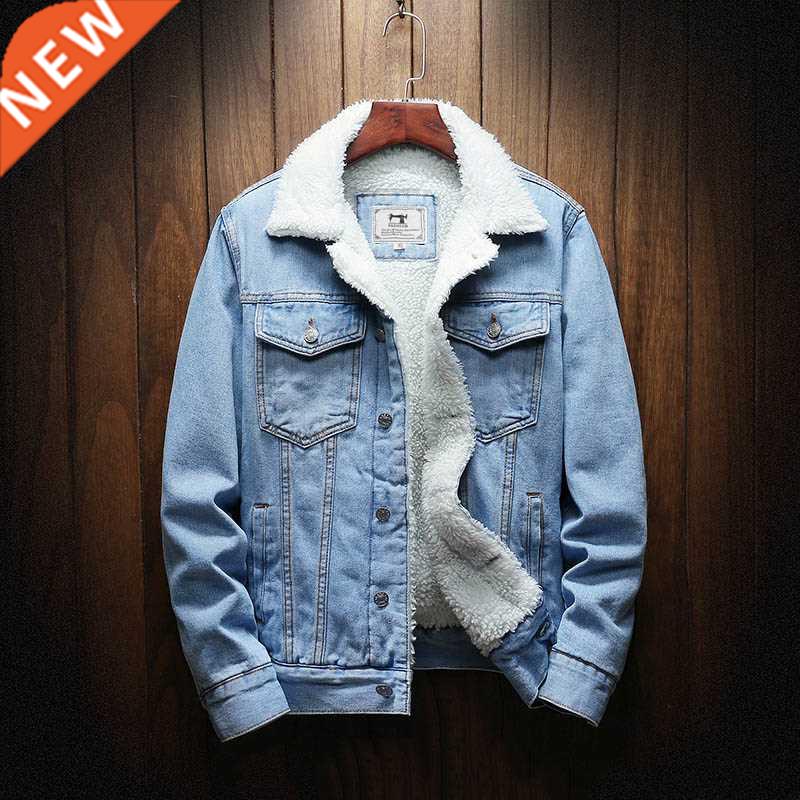 Men Winter Jean Jackets Outerwear Warm Denim Coats New Men L