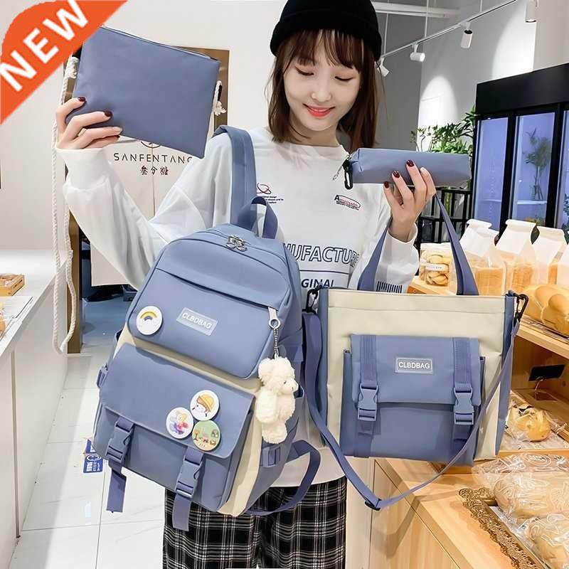 2021 Women Laptop Backpack 4 Pcs Set Harajuku School Bags F