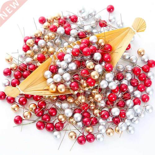 50/100pcs/Lot mini plastic berry artificial flower red cherr