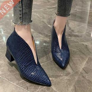 Pointy V-neck Patent-leather Single Women Shoes High Heels S