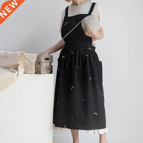 Cross Back Cooking Apron Breathable Retro Cotton