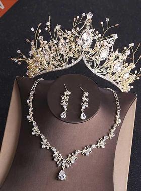 KMVEXO Costume Bridal Jewelry Sets Rhinestone Crystal Gold T