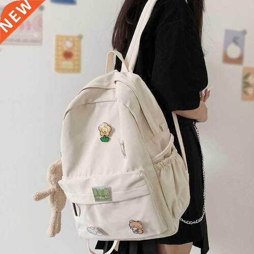 Women Nylon Cute Backpack Bear Female Student College School