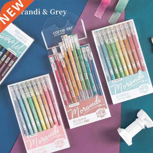 9Pcs Morandi Gray Pens Set Multi Color Gel Ink Pen Vintage