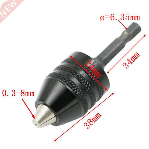 0.3-8mm Black Keyless Drill Chuck Screwdriver Impact Driver
