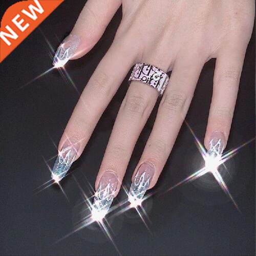 24Pcs/Set Full Cover False Nail Tips Shining Fashion Medium