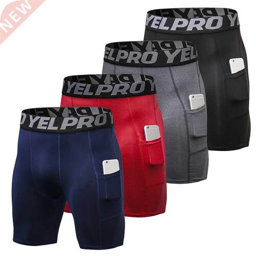 4 Packs 2022 Quick Dry Short Leggings Mens Compression Runni
