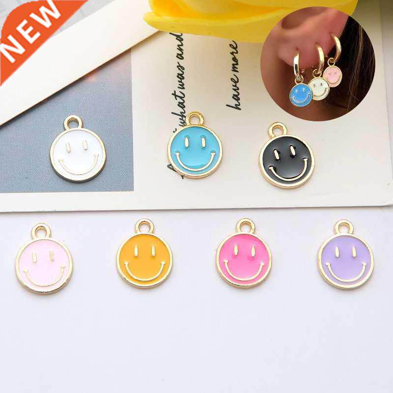 30Pcs/Lot 11x14mm Mini Enamel Smiley Charm Cute Happy Smile