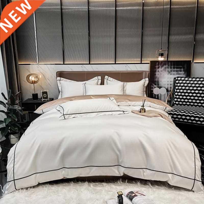 Whte Gray Egyptan Cotton Hotel Duvet ver set 600TC Long St