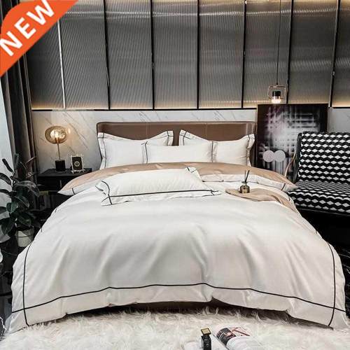 Whte Gray Egyptan Cotton Hotel Duvet ver set 600TC Long St