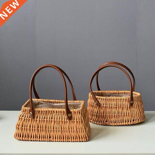 Ellipse/Rectangle Weaving Hand-held Flower Basket Creative