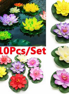 10pc Rtificial EVA Fake Lotus-Leaf Flowers Water Lily Floati