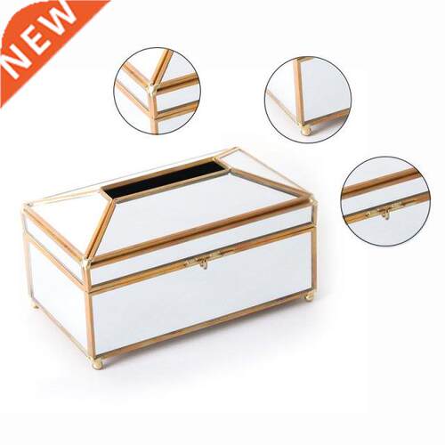 Luxury European Style Practical Mirror Glass Tissue Box Wate