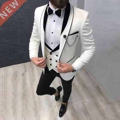2021 Latest White Suits for Wedding Tuxedos Groom Wear Black
