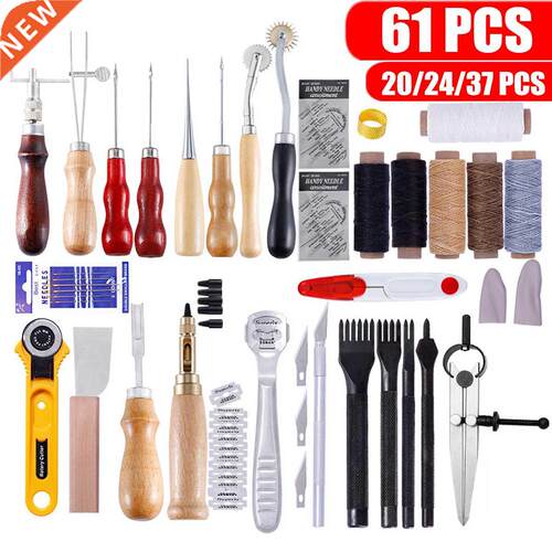 61Pcs Leather Craft Tools Set Hand Sewing Tool Kit Stitching