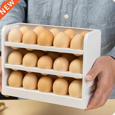 0 Egg Three Layers Creative Flip Egg Storage Box Fridge
