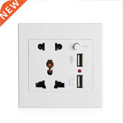 Socket+2 USB+Switch Wall Socket Charger AC/DC Power Adapter
