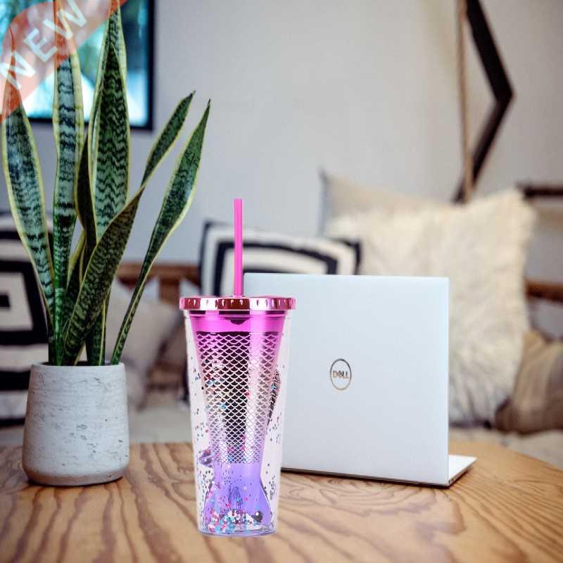 50ml Double-layer Plastic Straw Cup Creative Gradient