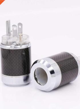 Pair Carbon Fiber Rhodium Plated US AC Power Plug Connector