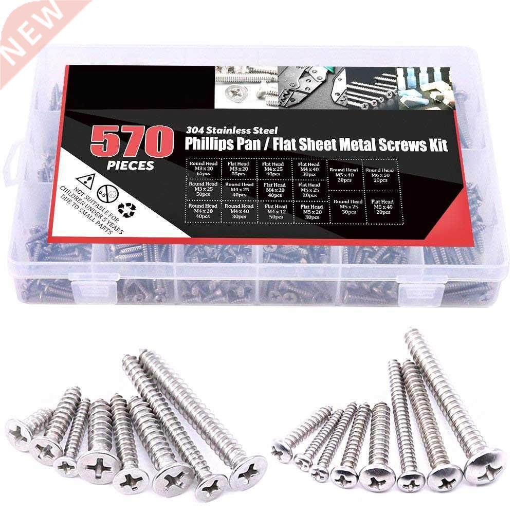 570 Piece M 3 4 5 6 Phillips Round Flat Head Self Tapping Sc