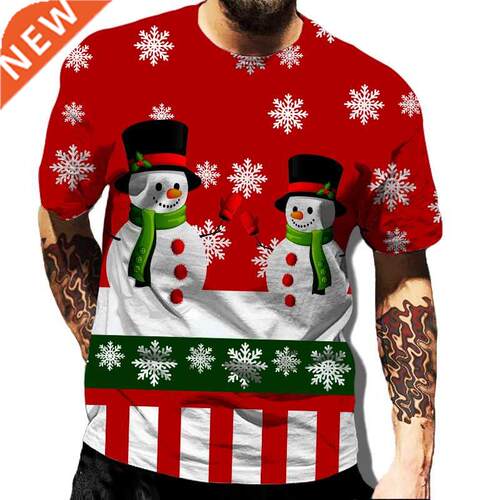 Santa Claus Snowman Christmas Clothes Men T Shirt Classic Te