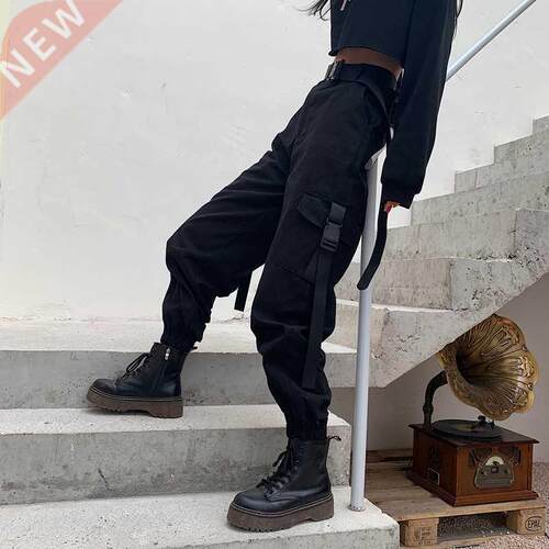 YBYR Big Pockets Cargo Pants Women Elastic High Waist Loose
