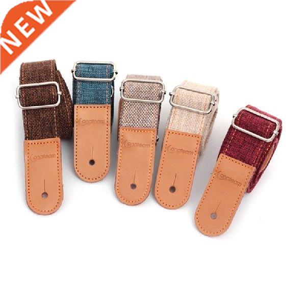T4MF Leather Ends + Cotton Linen, Useful Folk Guitar Straps