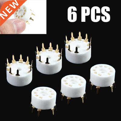 6pcs 9 Pin Outlet Electronic Tube Ceramic Sockets Gold Plate