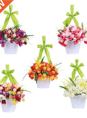 Artificial Tulip Hanging Flower Bucket Garland for M's