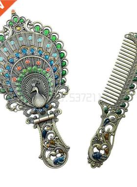 Retro Metl ntique mirror mke-up mirror folding portble