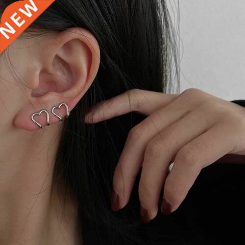 2022 Korea Silver Color metal Geometric Heart Ear Cuff Stack