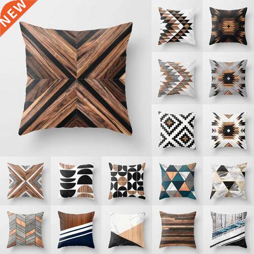 Creative Wood Texture Marble Pillows Cases Modern Nordic Geo