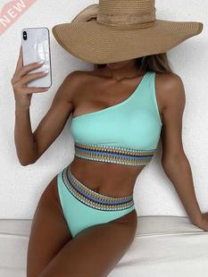 Bandeau High Waist Bikini One Shoulder Swimwear Women 2022 P