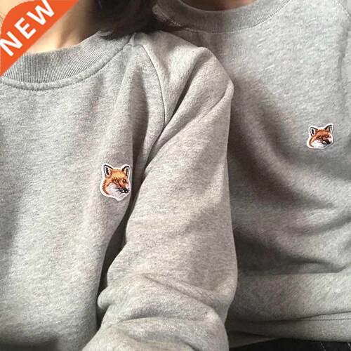 Rowling Chic Fox Head Embroidery Women Sweatshirts Winter Lo