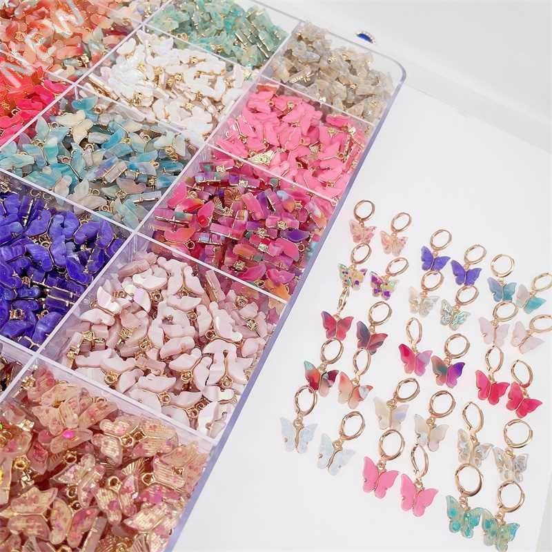 10Pcs 14*14MM Multicolor Acrylic Butterfly Pendant Cute Anim