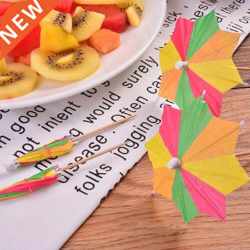 144pcs Drink Fruit Cake Sticks Mini Umbrella Paper Cocktail